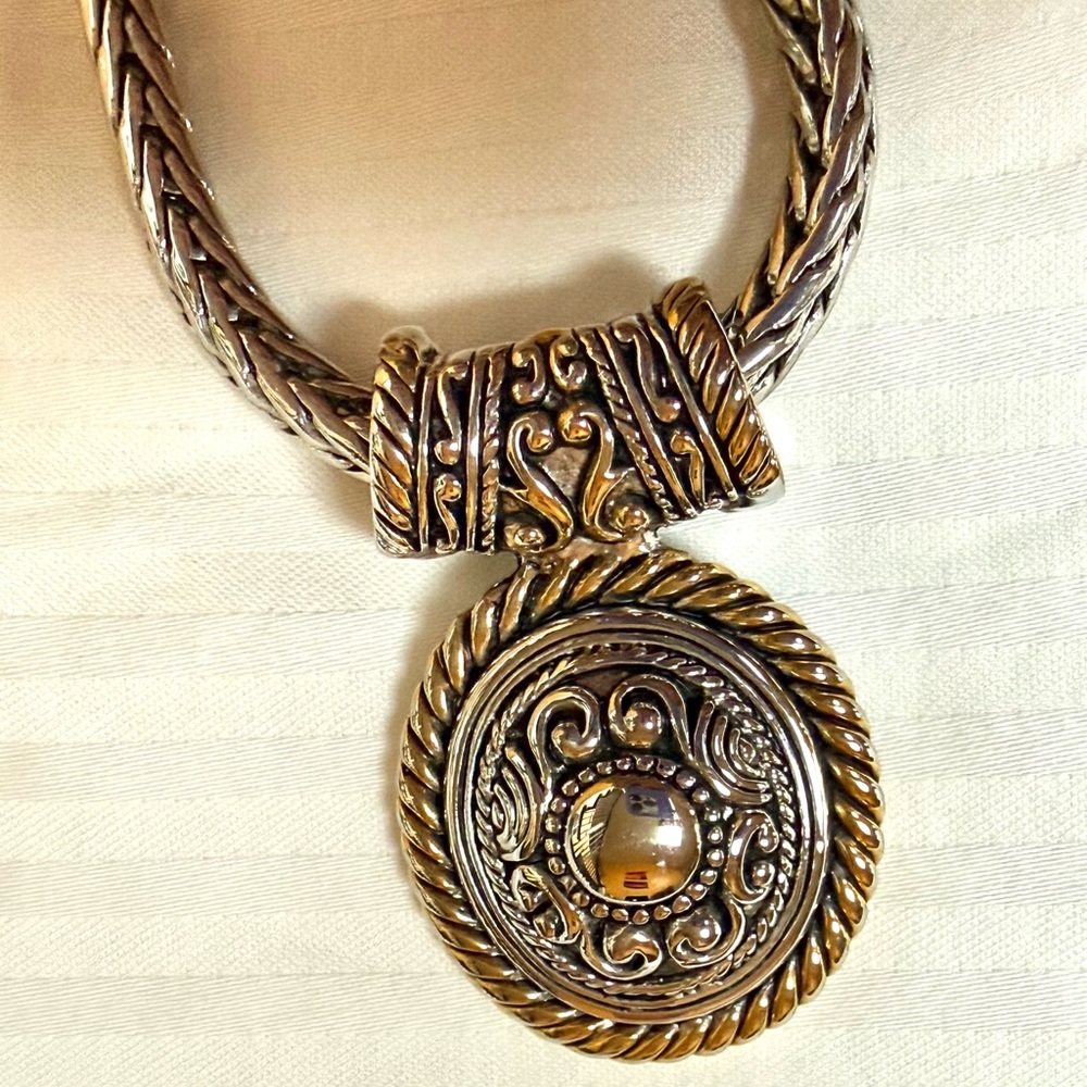 Premier Designs Silver and Gold Pendant Necklace with removable pendant